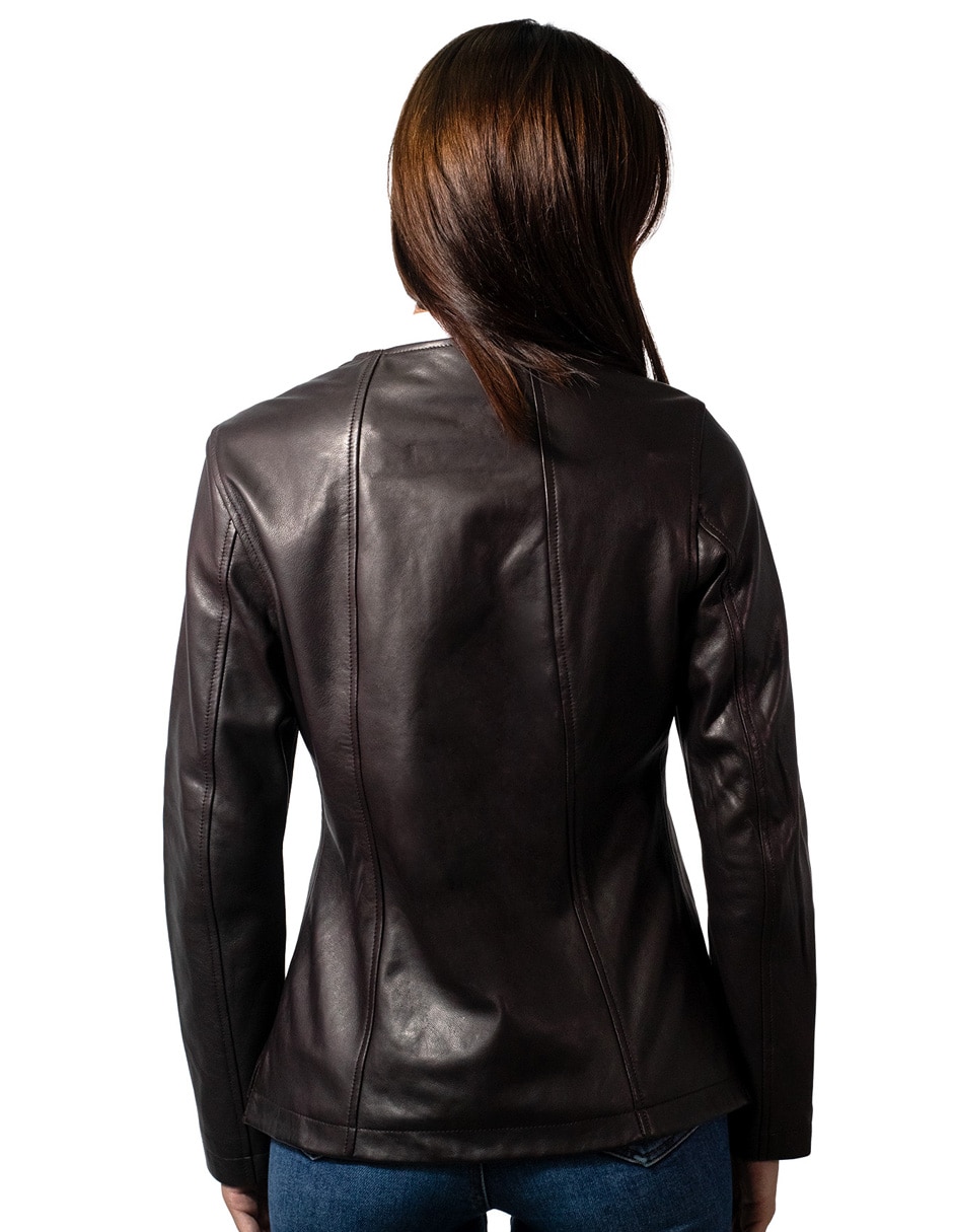 Chamarra casual ninewestimpermeable de piel para mujer
