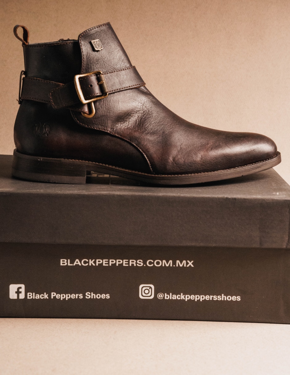 Botín black peppers de piel para hombre