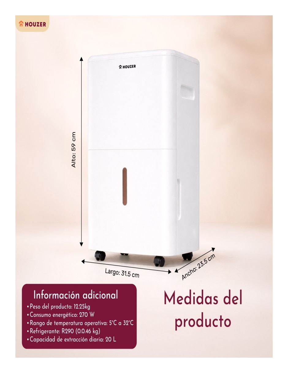 Deshumidificador eléctrico Houzer de 110 V