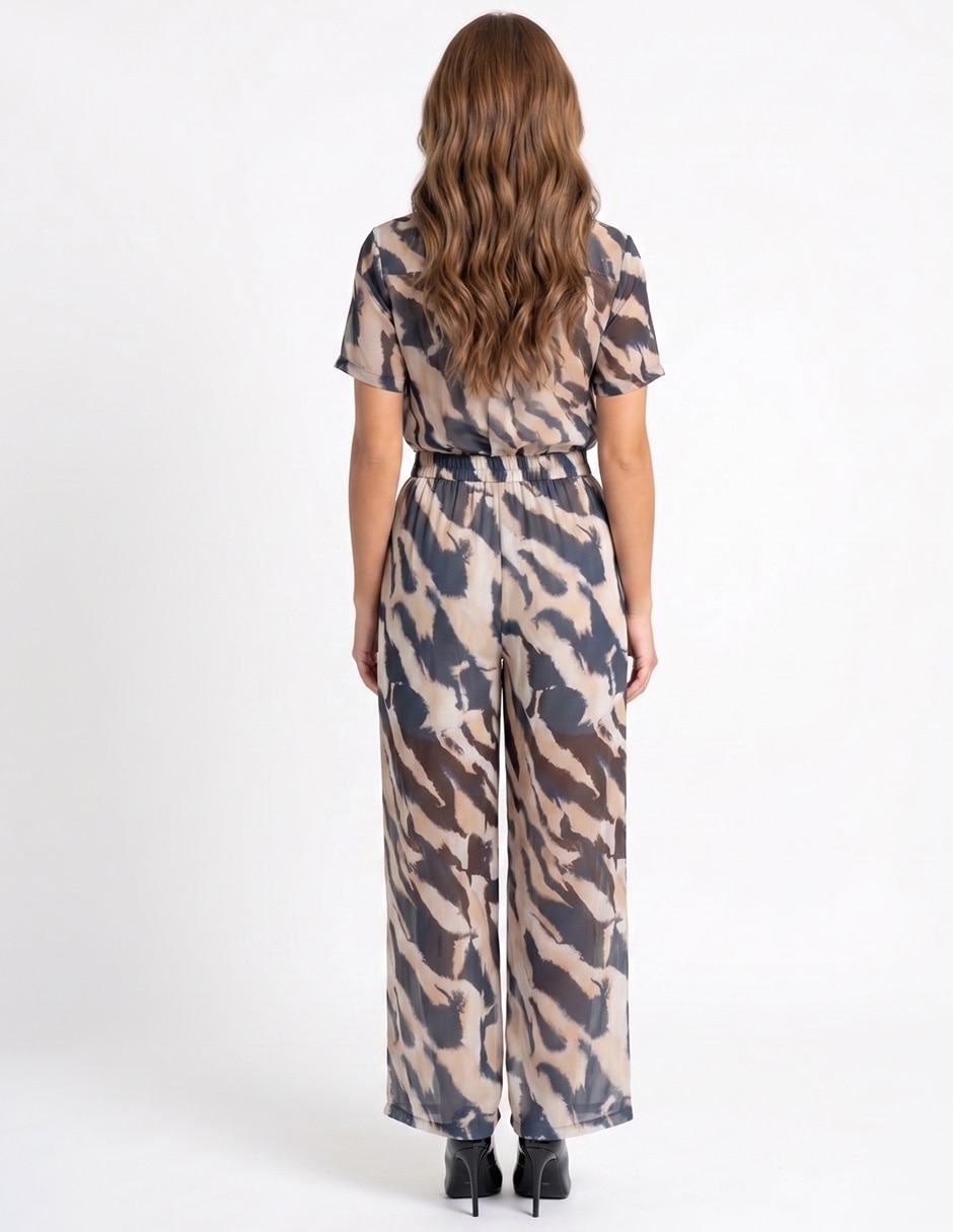 Business casual kosauki moda animal print de chifón para mujer