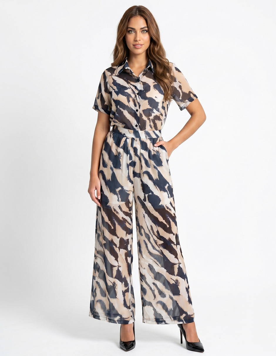 Business casual kosauki moda animal print de chifón para mujer