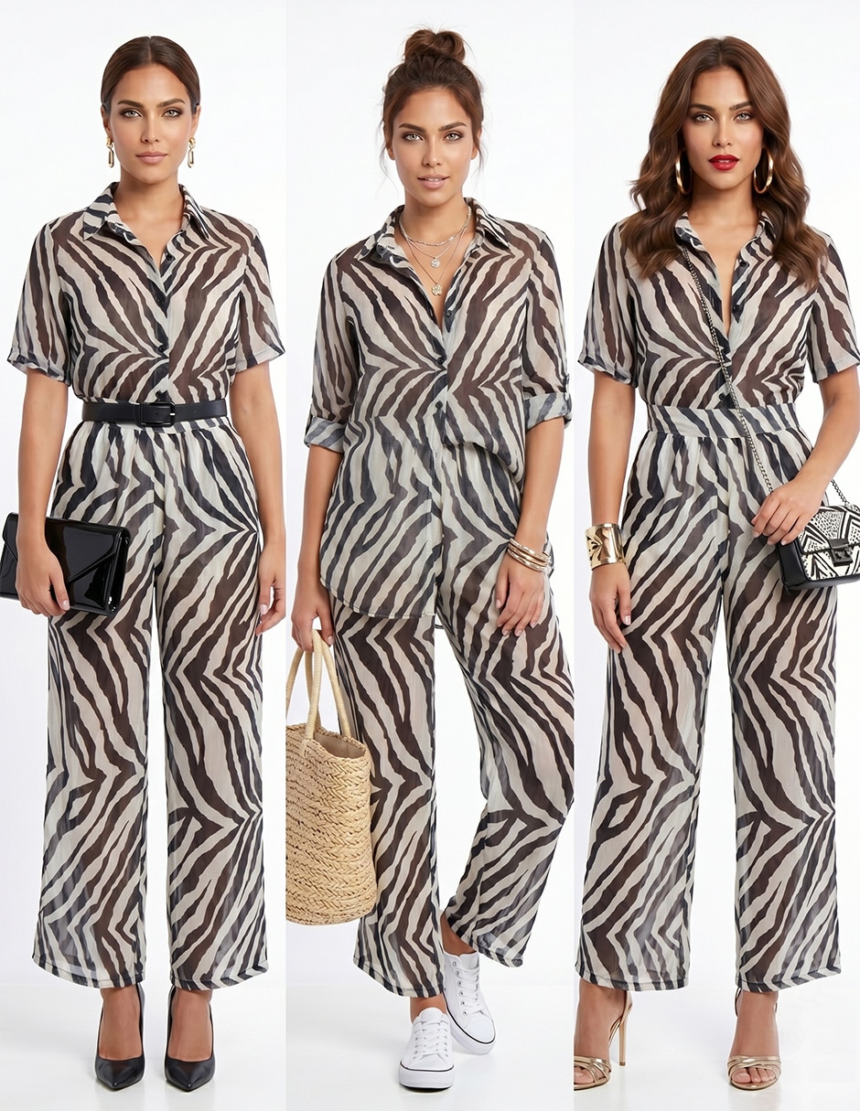 Conjunto business casual Animal print para mujer 3