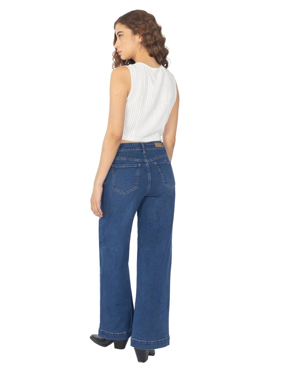 Jeans regular wide leg quarry jeans wide leg para mujer quarry corte cintura para mujer
