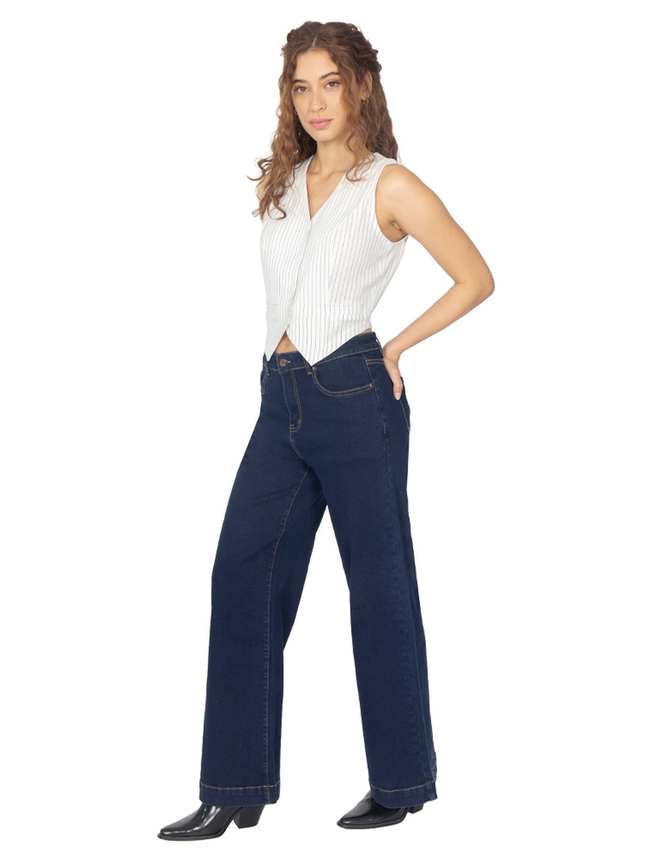 Jeans regular wide leg jeans wide leg para mujer quarry corte cintura para mujer 3