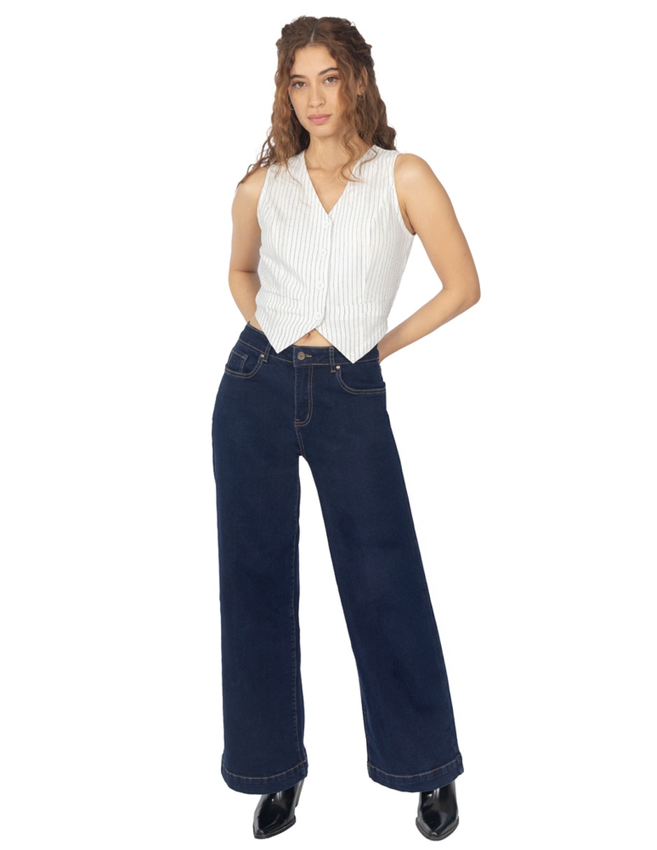 Jeans regular wide leg jeans wide leg para mujer quarry corte cintura para mujer 4