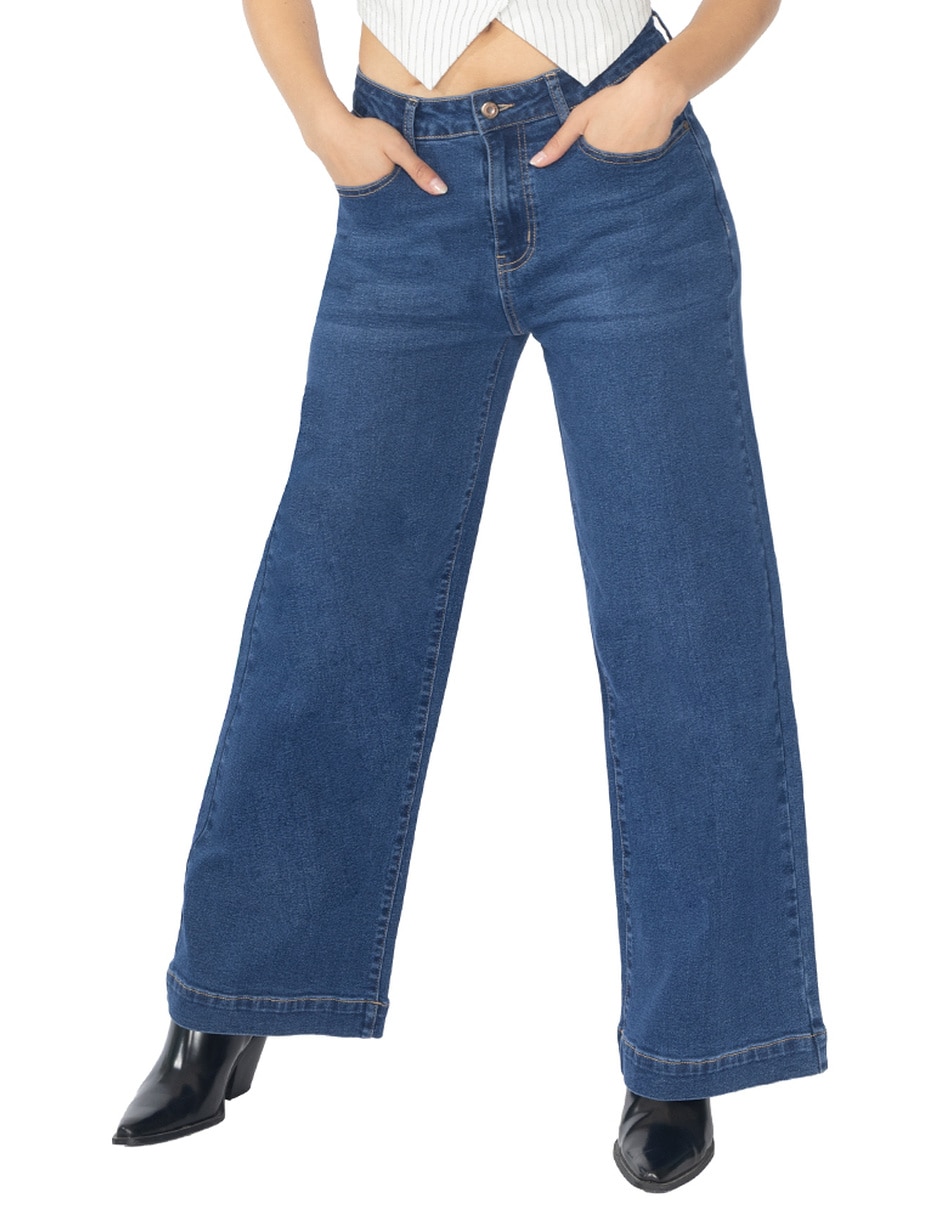 Jeans regular wide leg quarry jeans wide leg para mujer quarry corte cintura para mujer