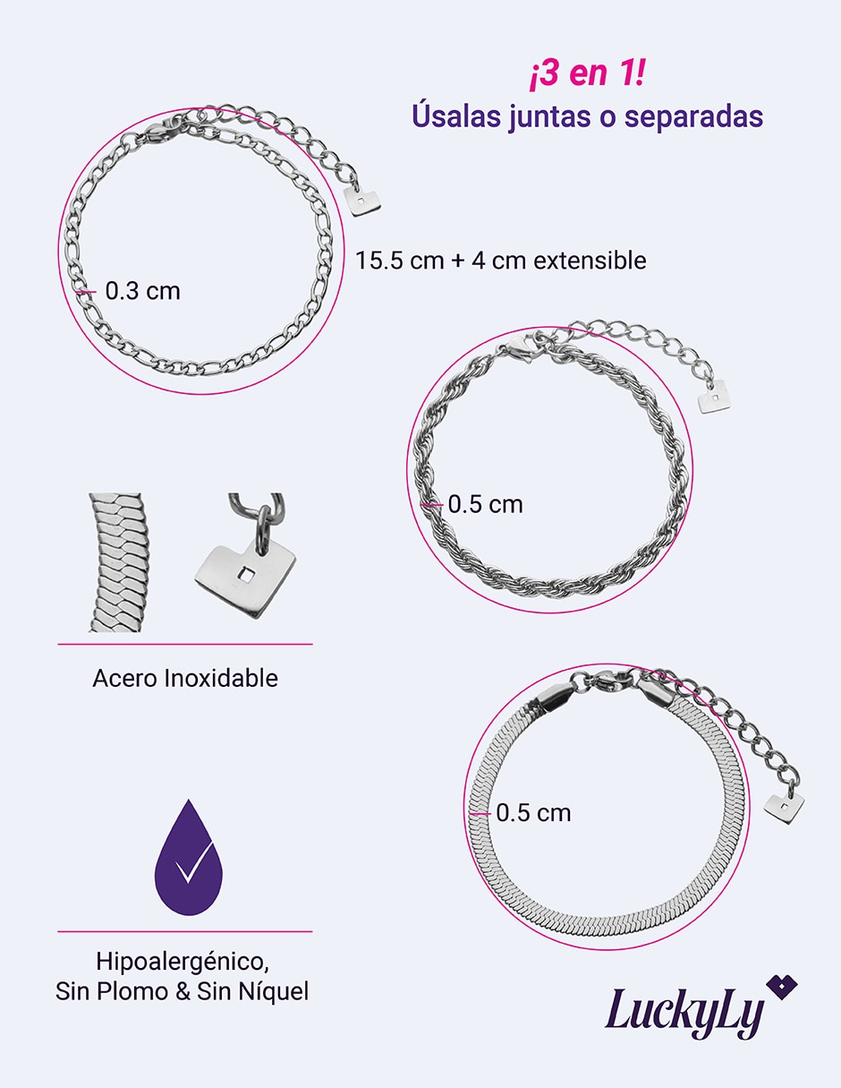Set pulsera Luckyly con baño de oro 18 k Soma