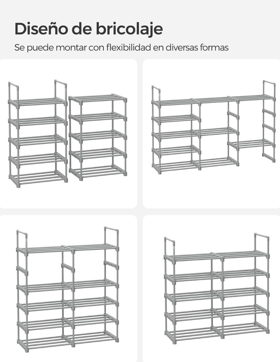 Zapateramueble songmics home zapatero songmics gris para 20 pares de zapatos