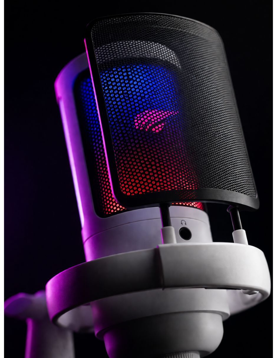 Micrófono gamer Havit GK50, RGB - Cardioide - Cancelación de ruido - USB tipo C + 3,5 mm alámbrica