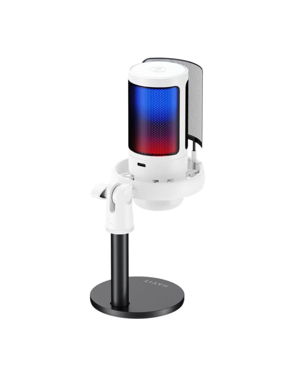 Micrófono gamer Havit GK50, RGB - Cardioide - Cancelación de ruido - USB tipo C + 3,5 mm alámbrica