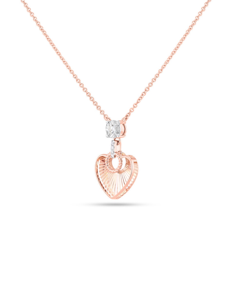 Gargantilla de corazón de oro rosa 14 K 3