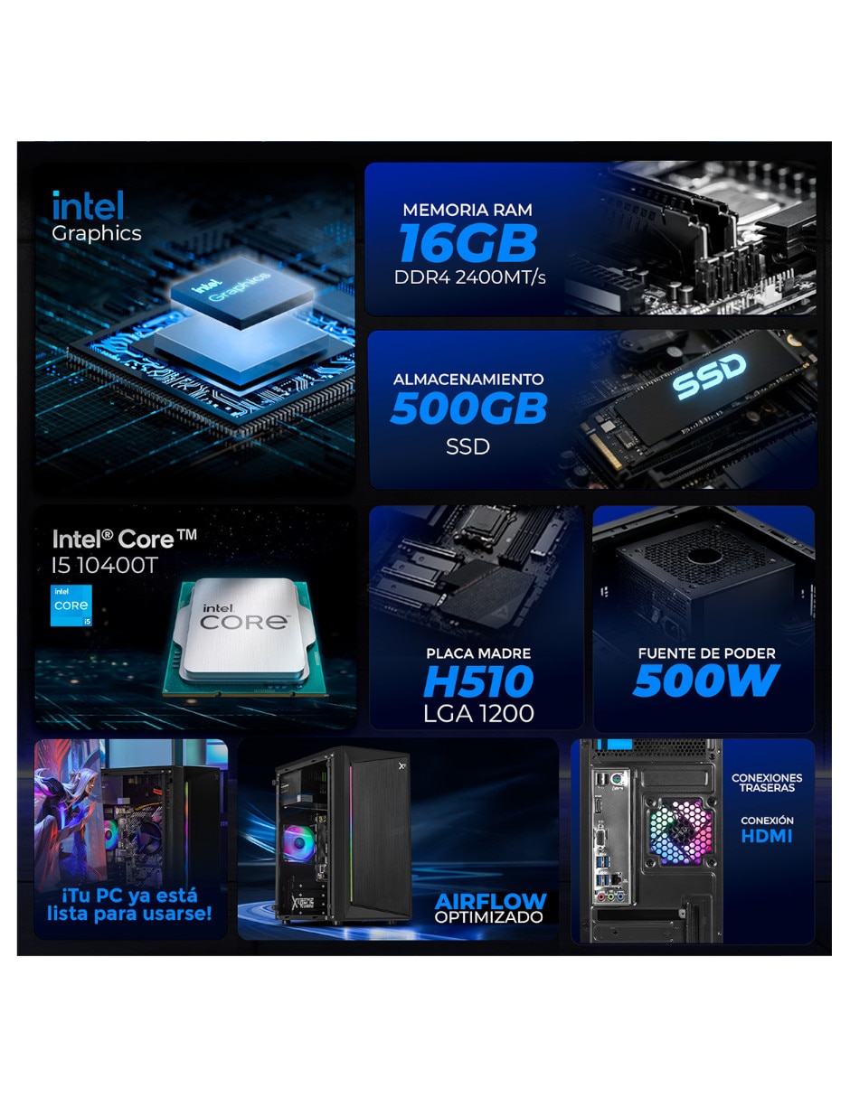 Computadora gamer xtpci516gbhd630sb Intel Core i5 Intel UHD 630 16 GB RAM 500 GB SSD 2