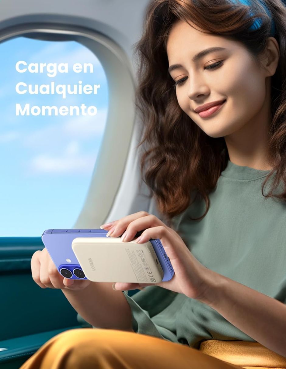 Batería portátil ugreen 5000 mah power bank ugreen magsafe mini 5000mah usb c 15w blanco