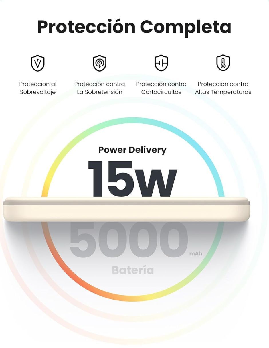 Batería portátil 5000 mah power bank magsafe mini 5000mah usb c 15w blanco 4