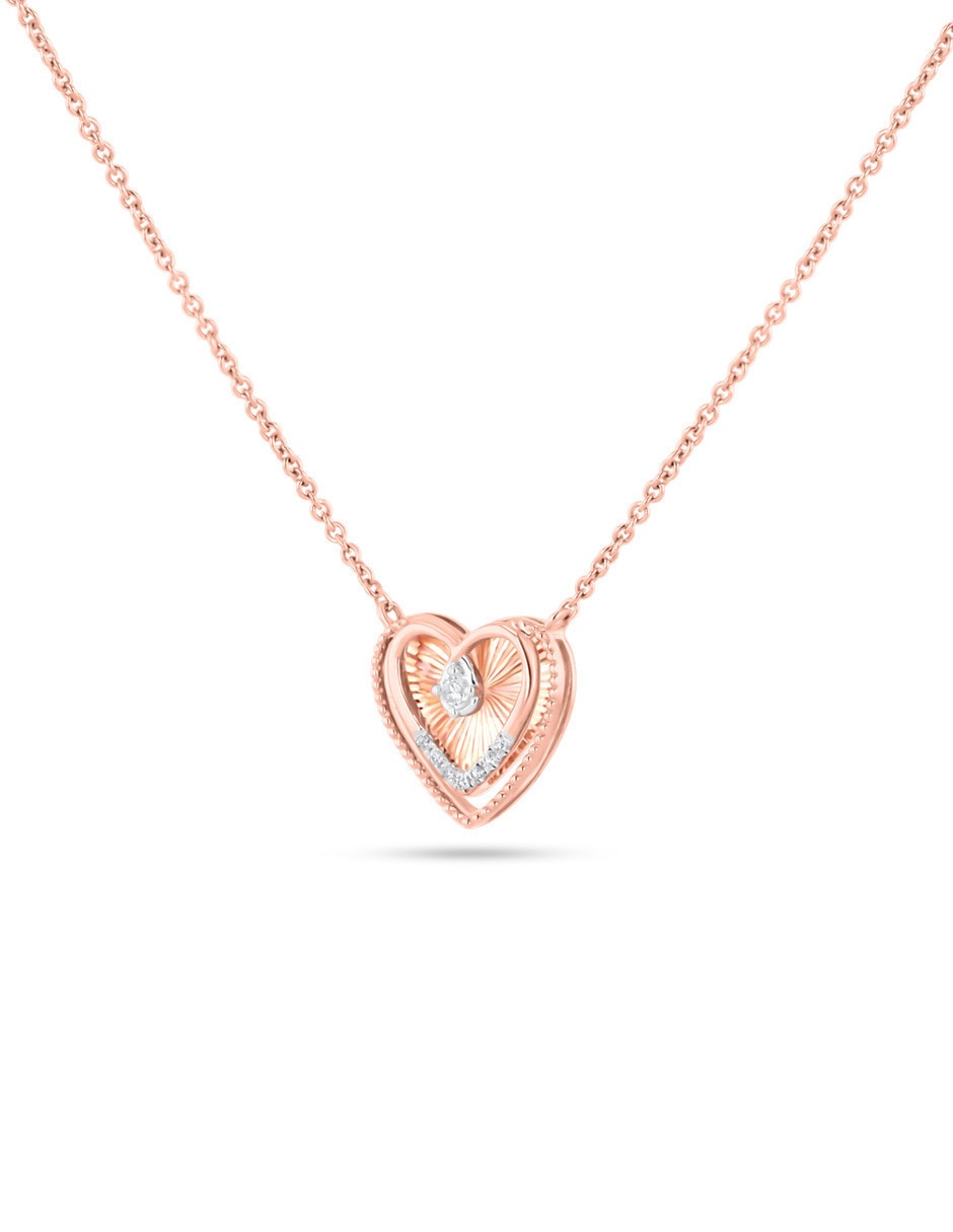 Gargantilla de corazón de oro rosa 14 K 4