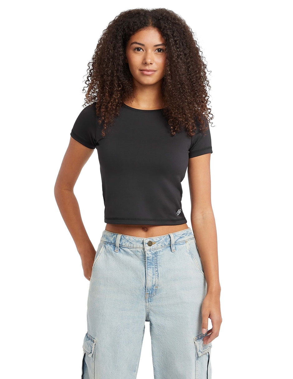 Playera manga corta active guess jeans cuello redondo para mujer Playera manga corta active guess jeans cuello redondo para mujer