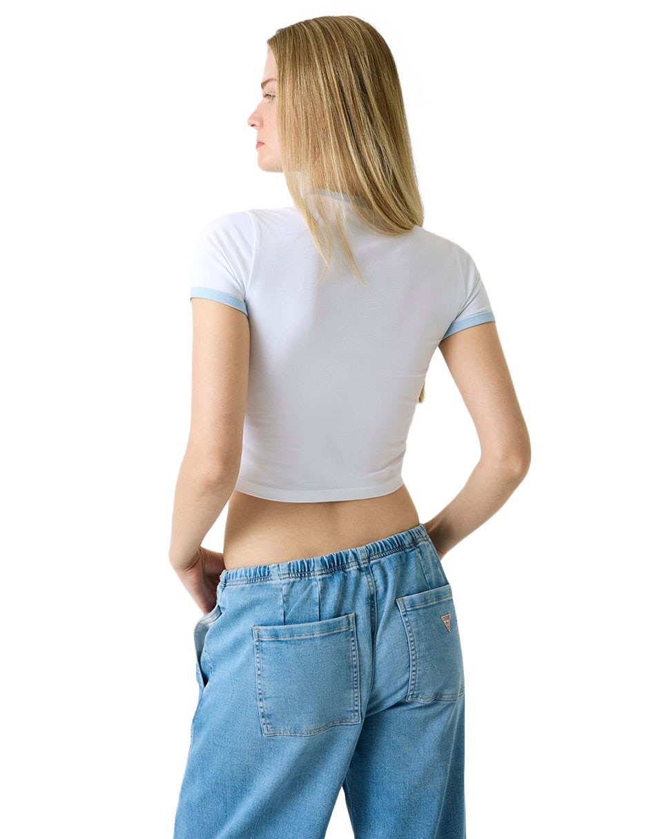 Playera manga corta guess jeans baby baker cuello redondo para mujer