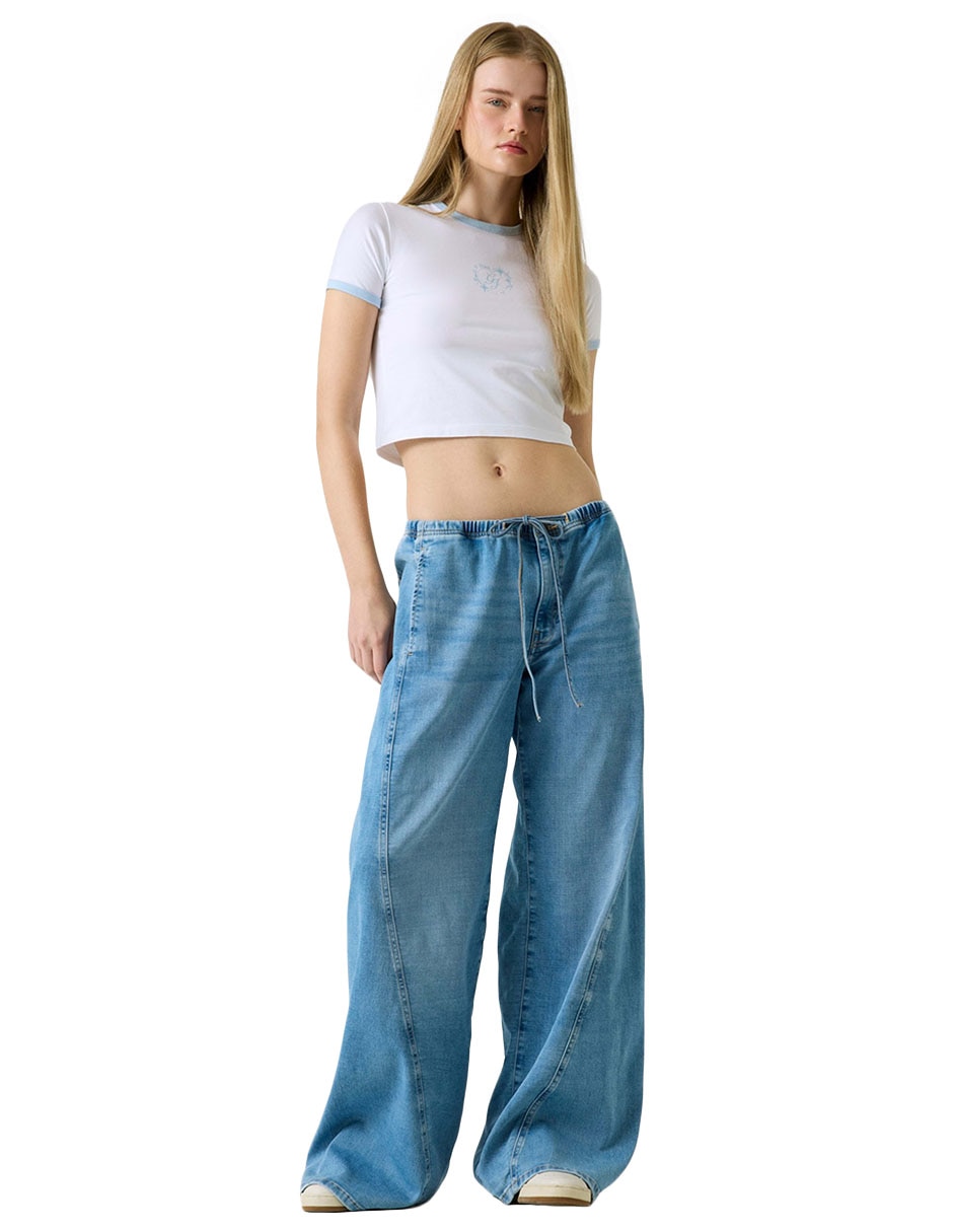 Playera manga corta guess jeans baby baker cuello redondo para mujer