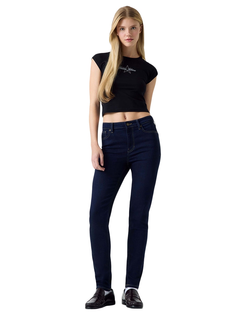 Playera manga corta guess jeans star baby cuello redondo para mujer
