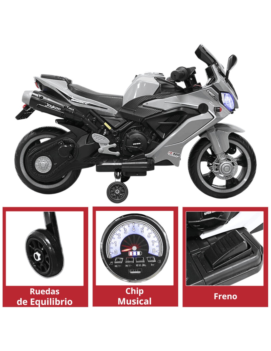 Montable con control remoto joykoo deportiva 2 ruedas bluetooth dos baterias 6v de recargable