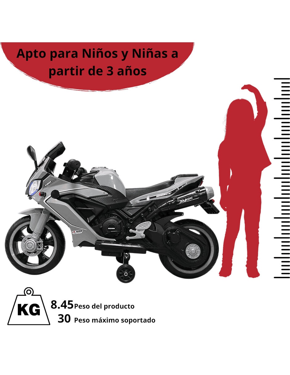 Montable con control remoto joykoo deportiva 2 ruedas bluetooth dos baterias 6v de recargable