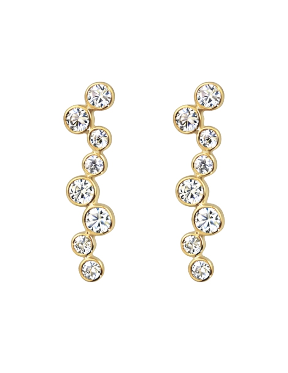 Broqueles circulares Mancini de oro 10 K con acabado brillante zirconia