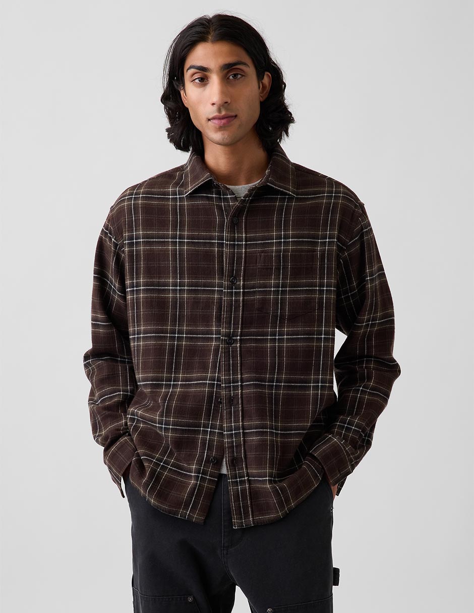 Sobrecamisa casual de algodón manga larga para hombre