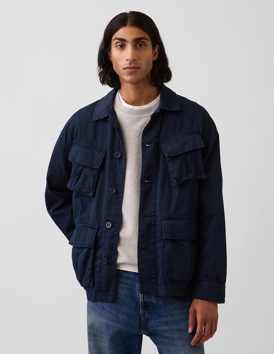 Chamarra casual con bolsillos para hombre