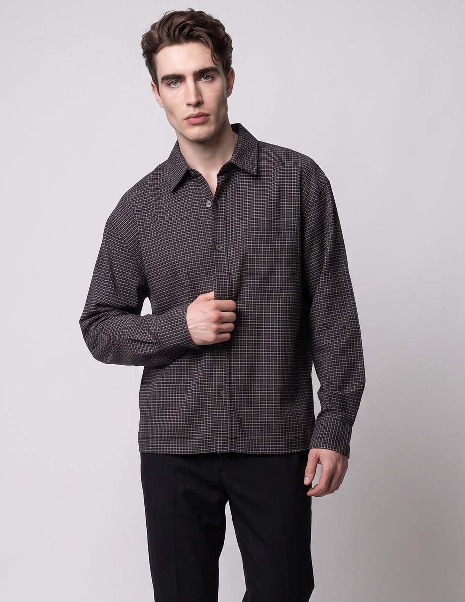 Camisa casual de algodón manga larga para hombre