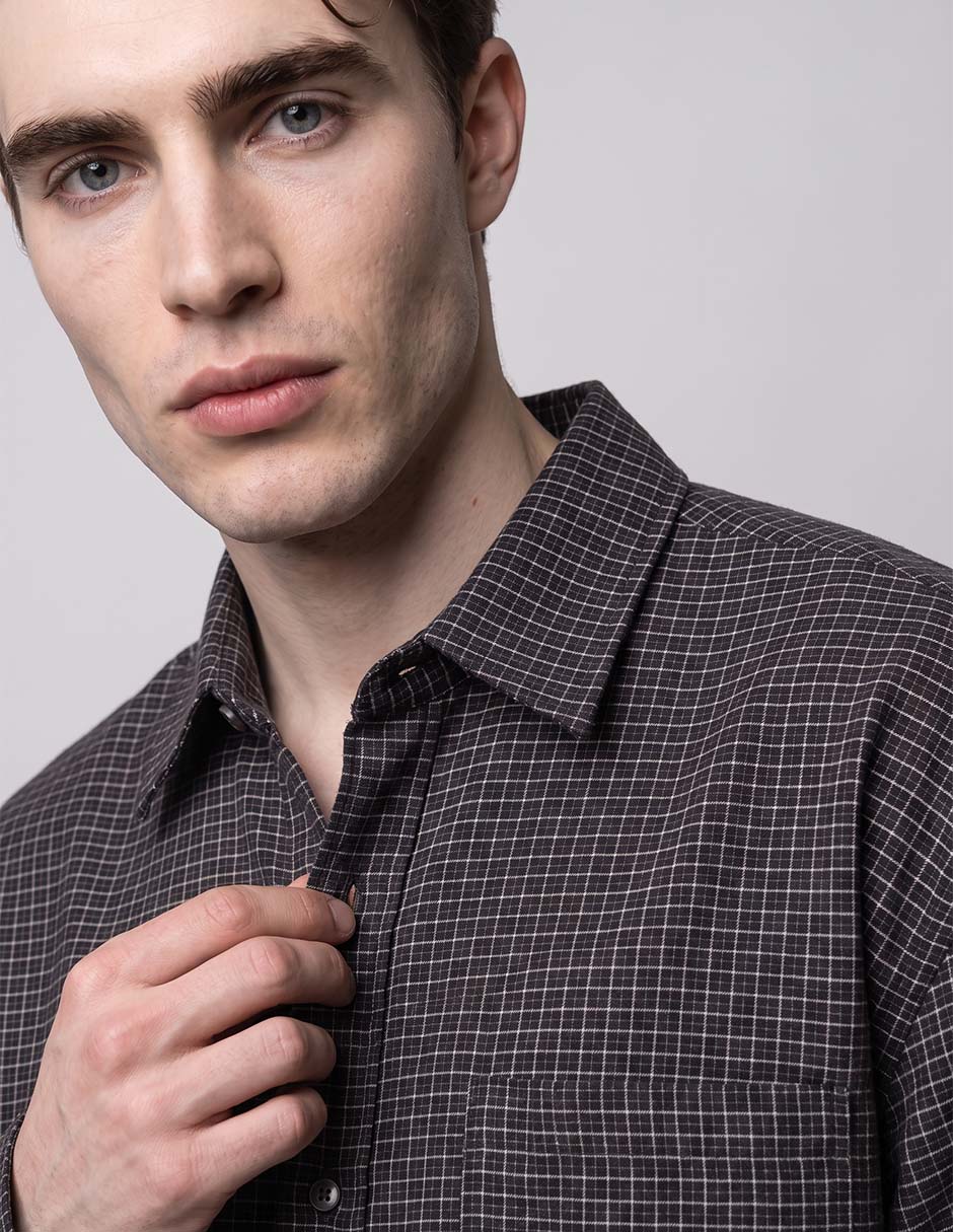 Camisa casual de algodón manga larga para hombre 4
