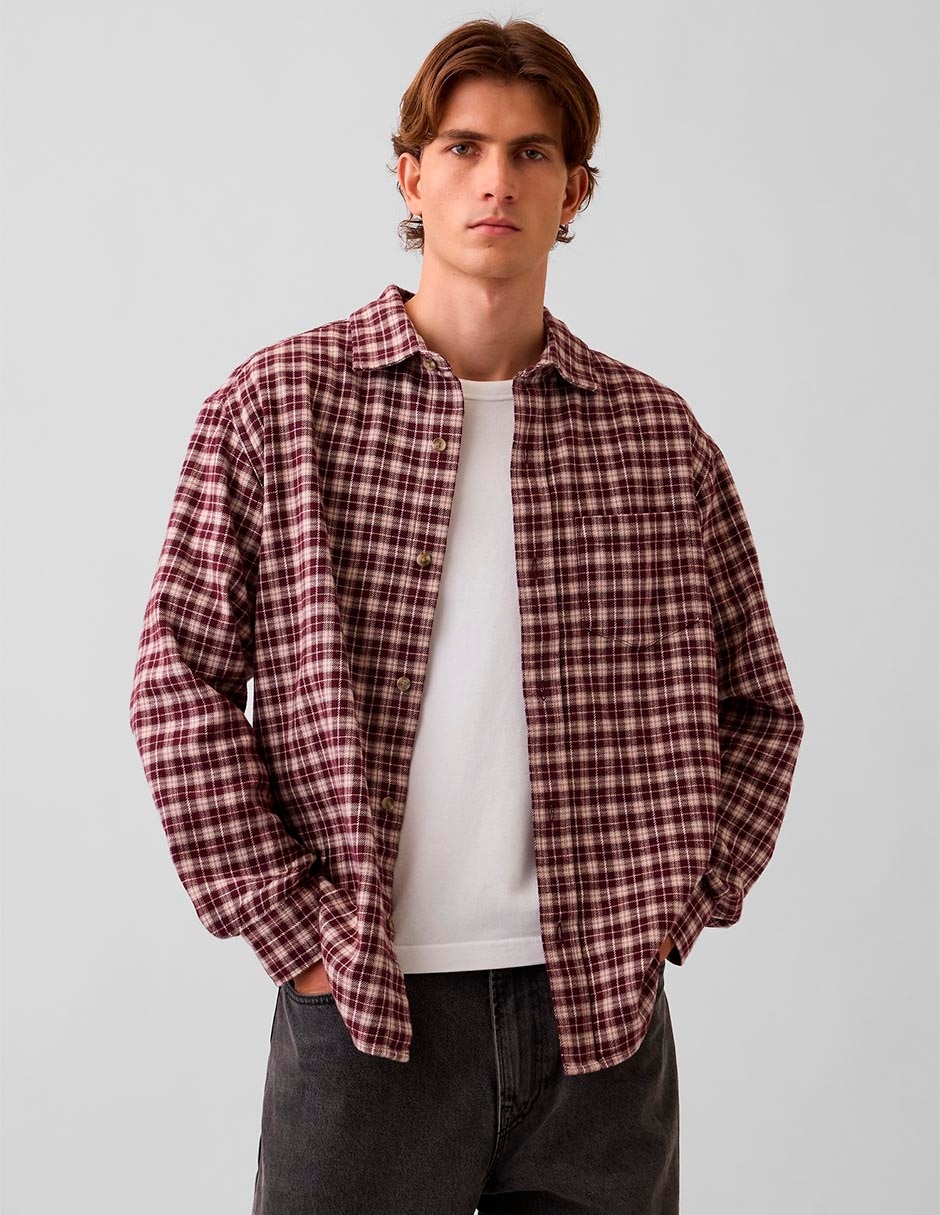 Sobrecamisa casual de algodón manga larga para hombre Sobrecamisa casual de algodón manga larga para hombre