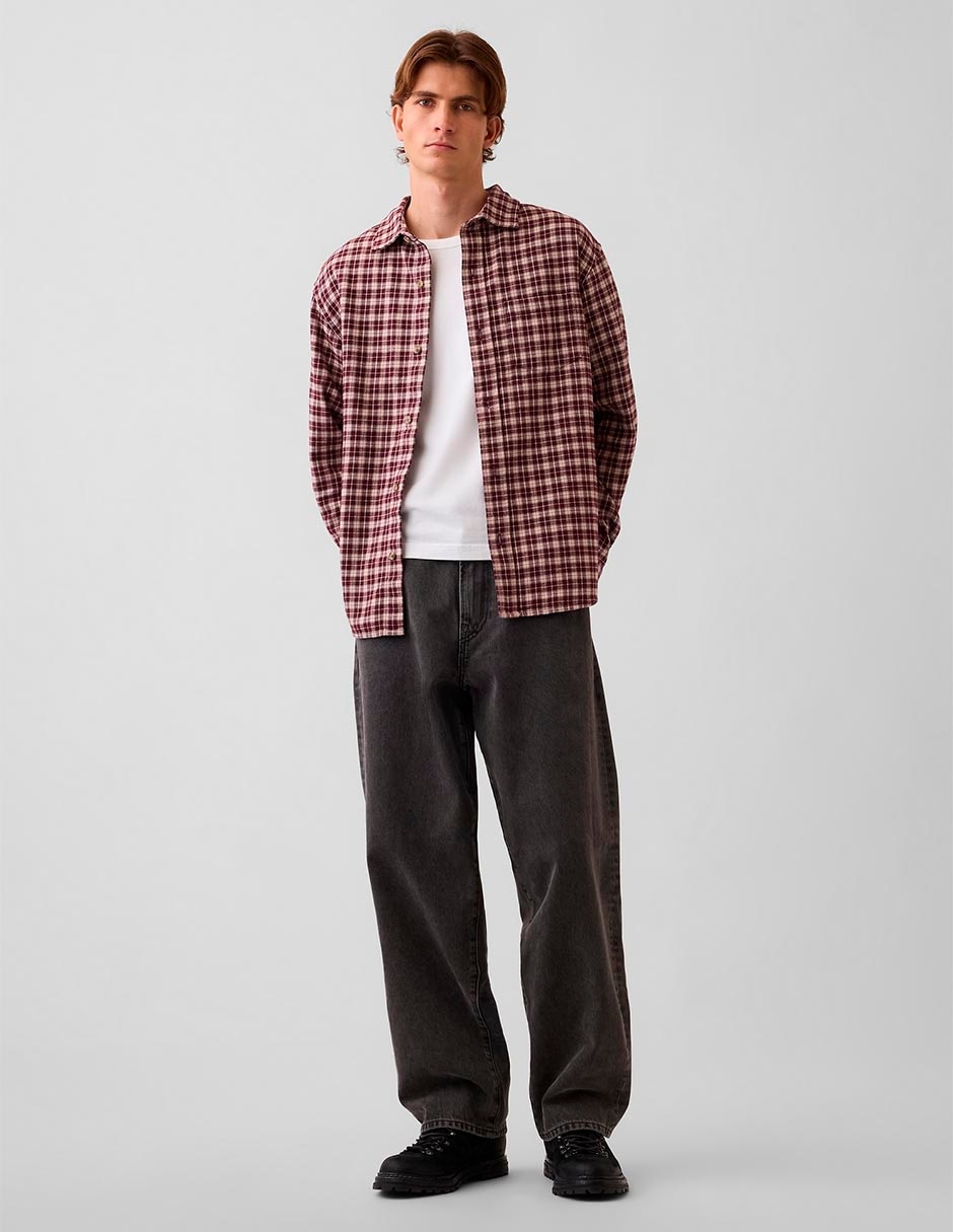 Sobrecamisa casual de algodón manga larga para hombre 2
