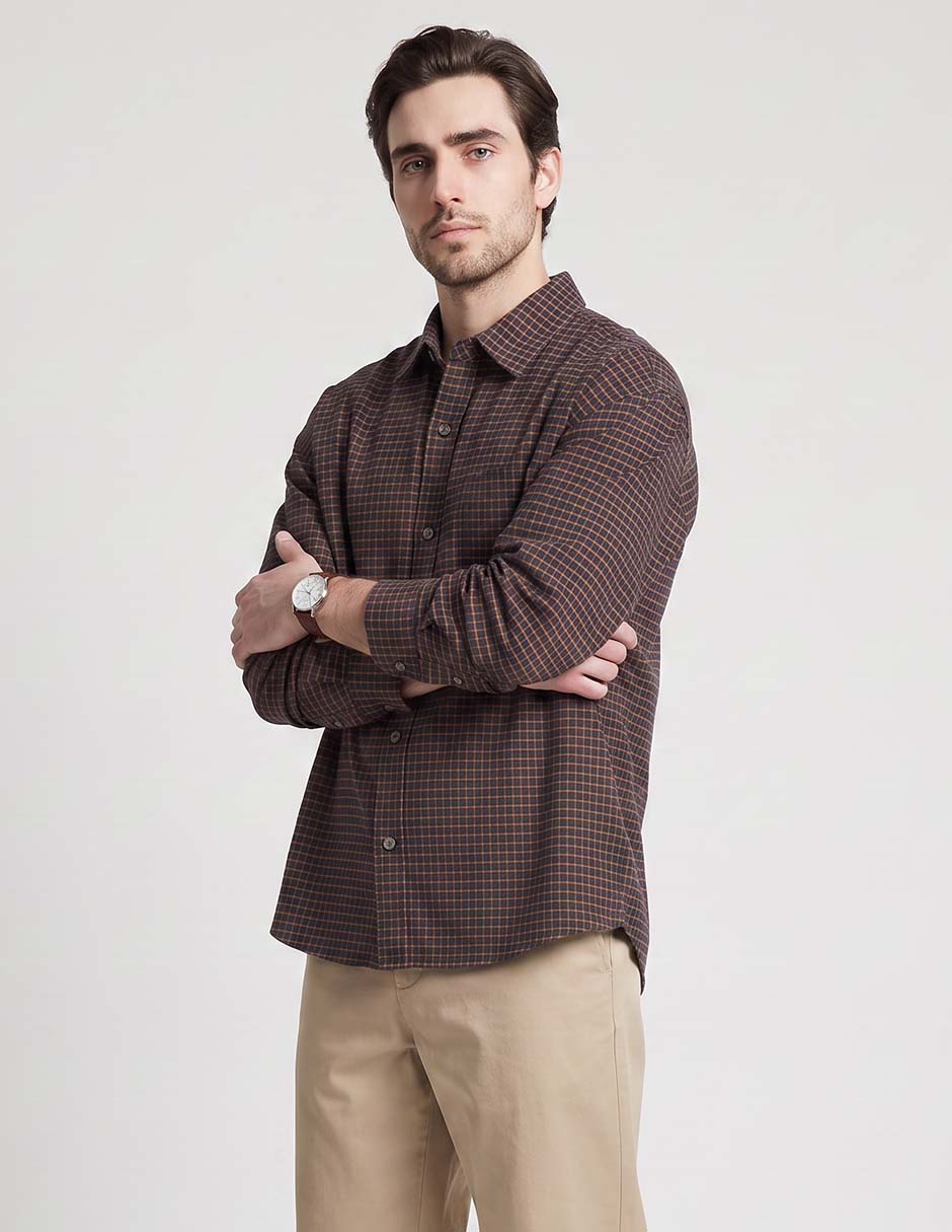 Camisa casual de algodón manga larga para hombre Camisa casual de algodón manga larga para hombre