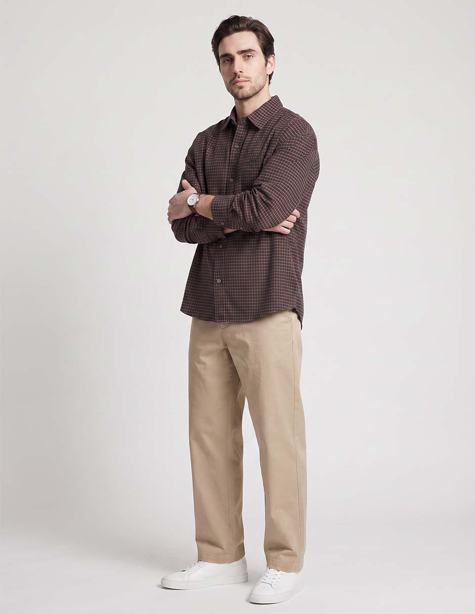 Camisa casual de algodón manga larga para hombre