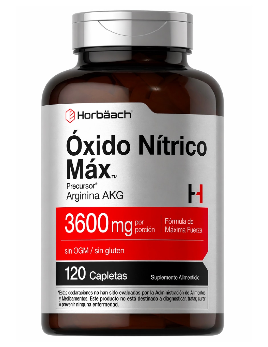 Suplementos alimenticios Oxido Nítrico Max Horbaach con arginina
