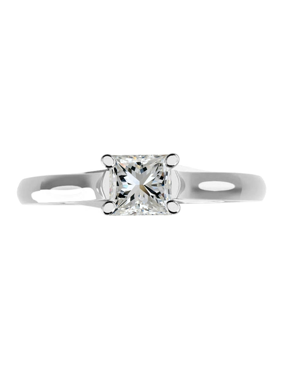Anillo de compromiso de oro blanco 14 k diamante de laboratorio