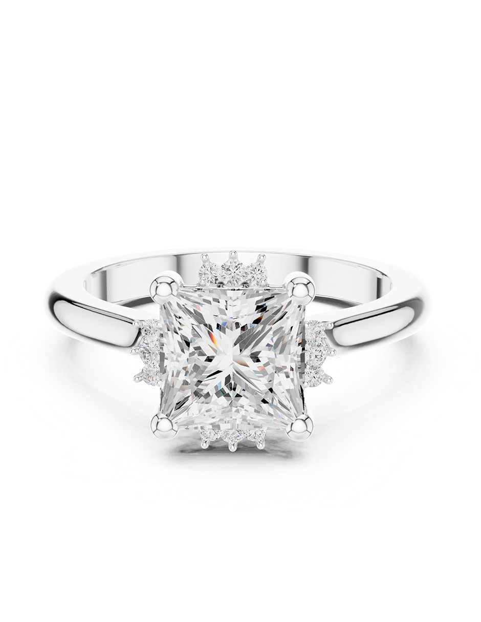 Anillo de compromiso de Oro blanco 14 k