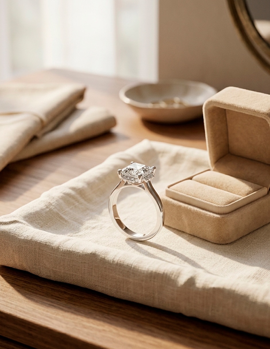 Anillo de compromiso de Oro blanco 14 k Amore Mio