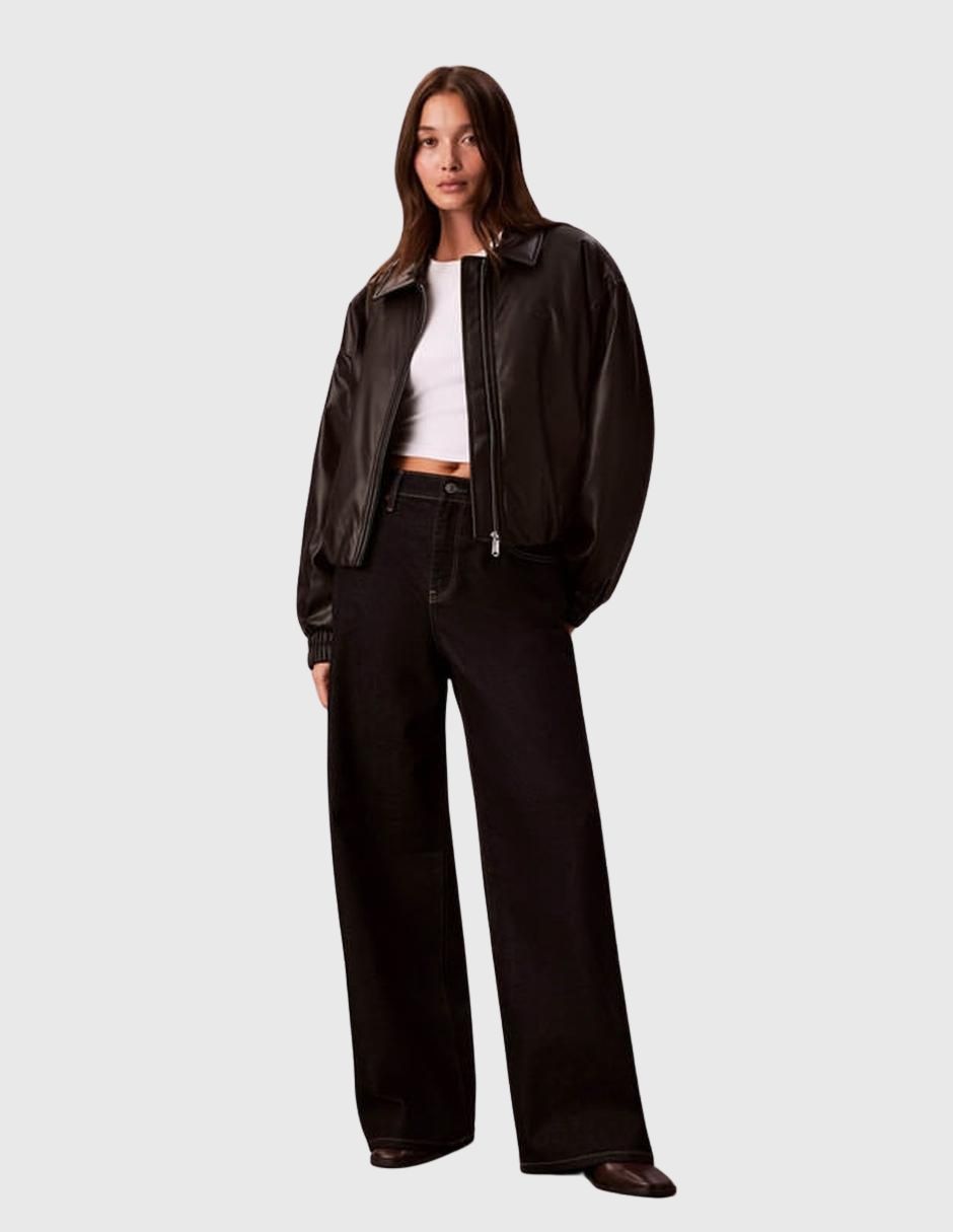 Jeans wide leg Calvin Klein corte a la cintura para mujer