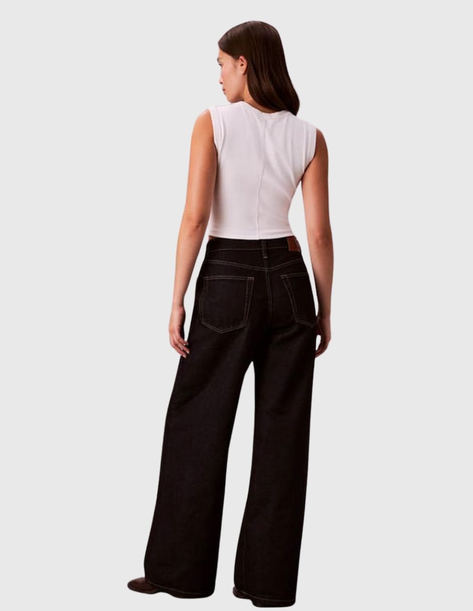 Jeans wide leg Calvin Klein corte a la cintura para mujer