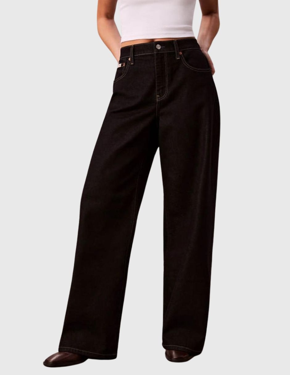 Jeans wide leg Calvin Klein corte a la cintura para mujer