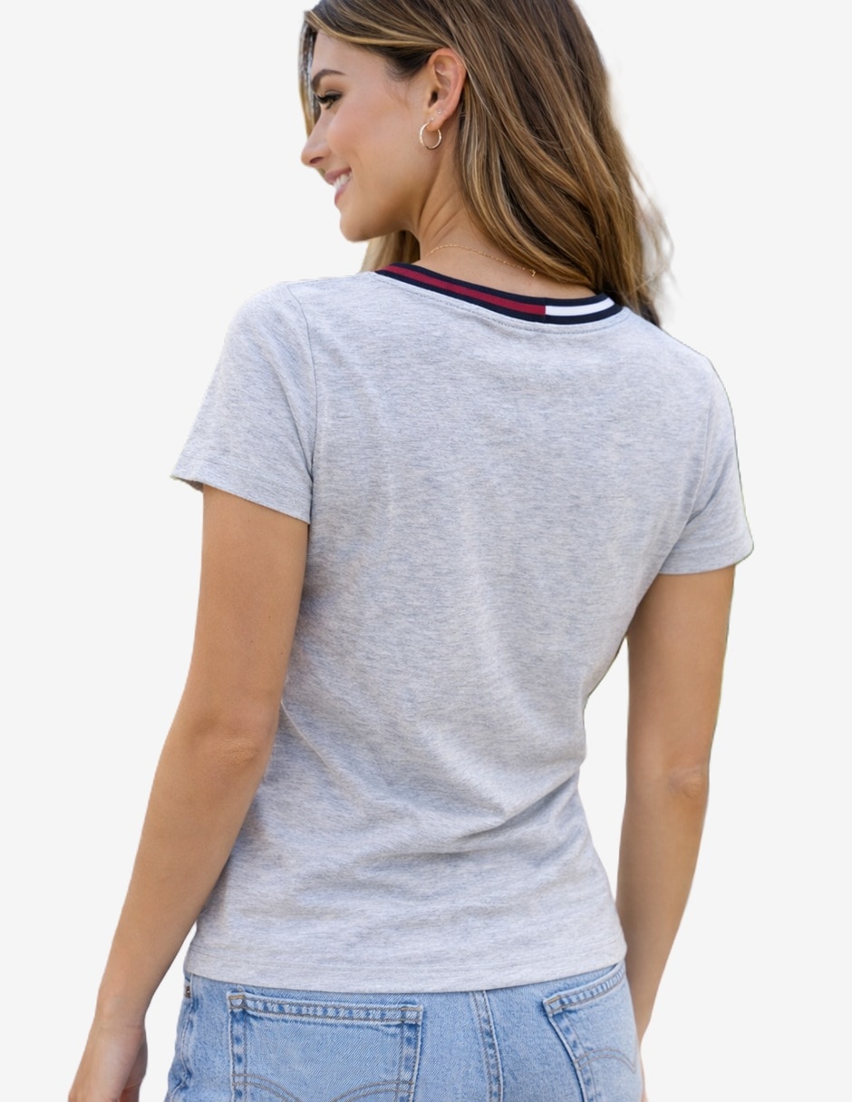 Playera manga corta Tommy Hilfiger cuello v para mujer