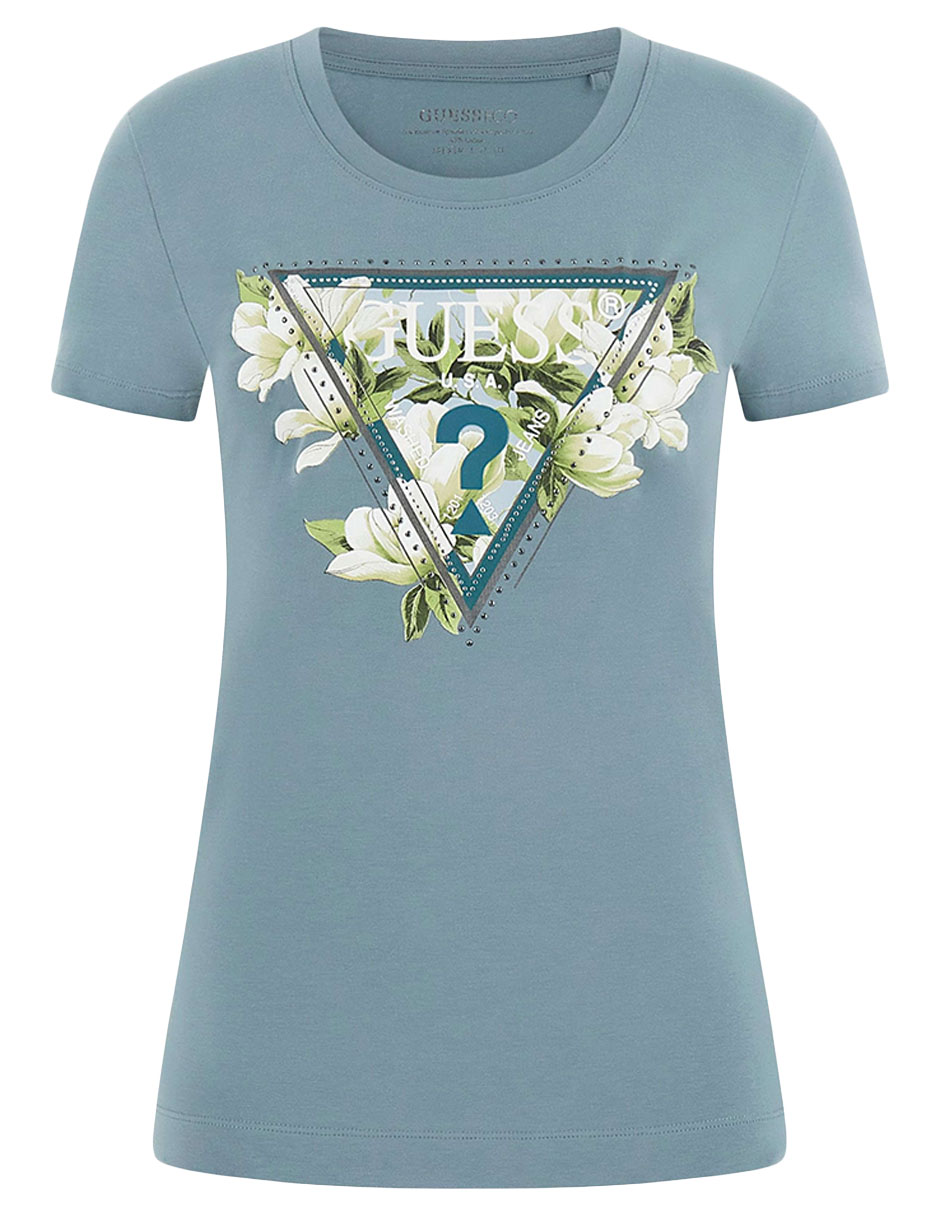 Playera manga corta Guess Camelia cuello redondo para mujer