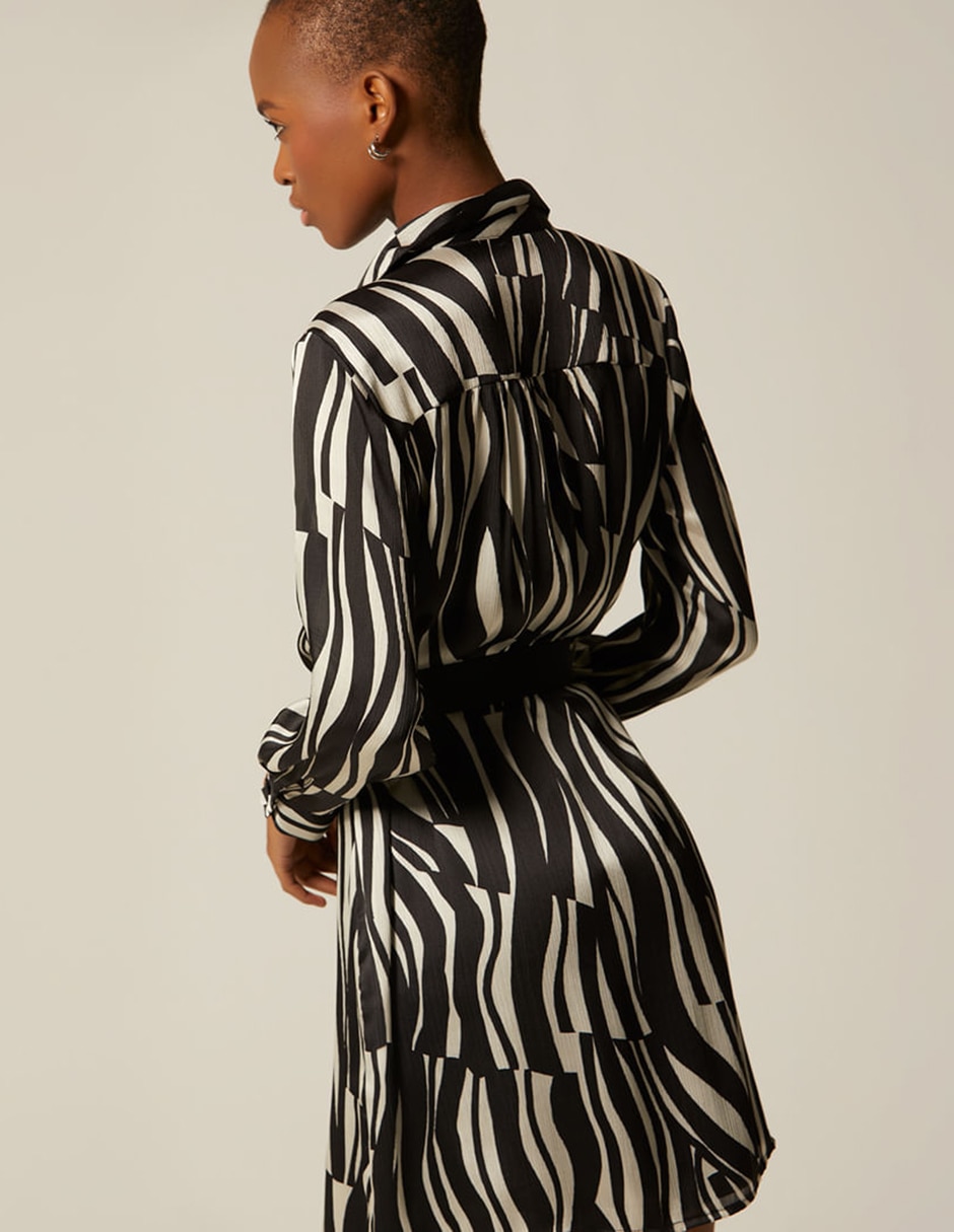 Vestido corto casual Studio F Animal In Black para mujer