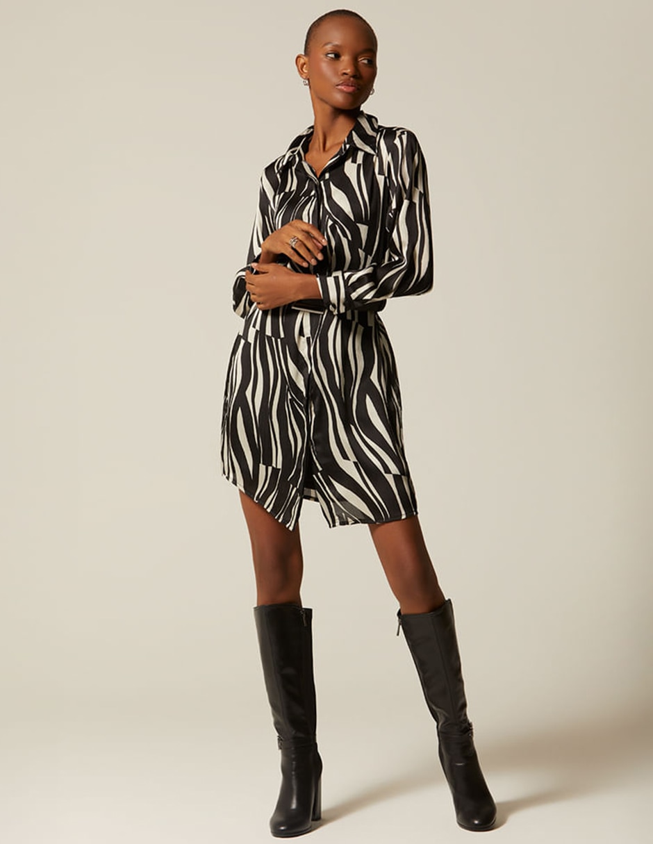 Vestido corto casual Studio F Animal In Black para mujer