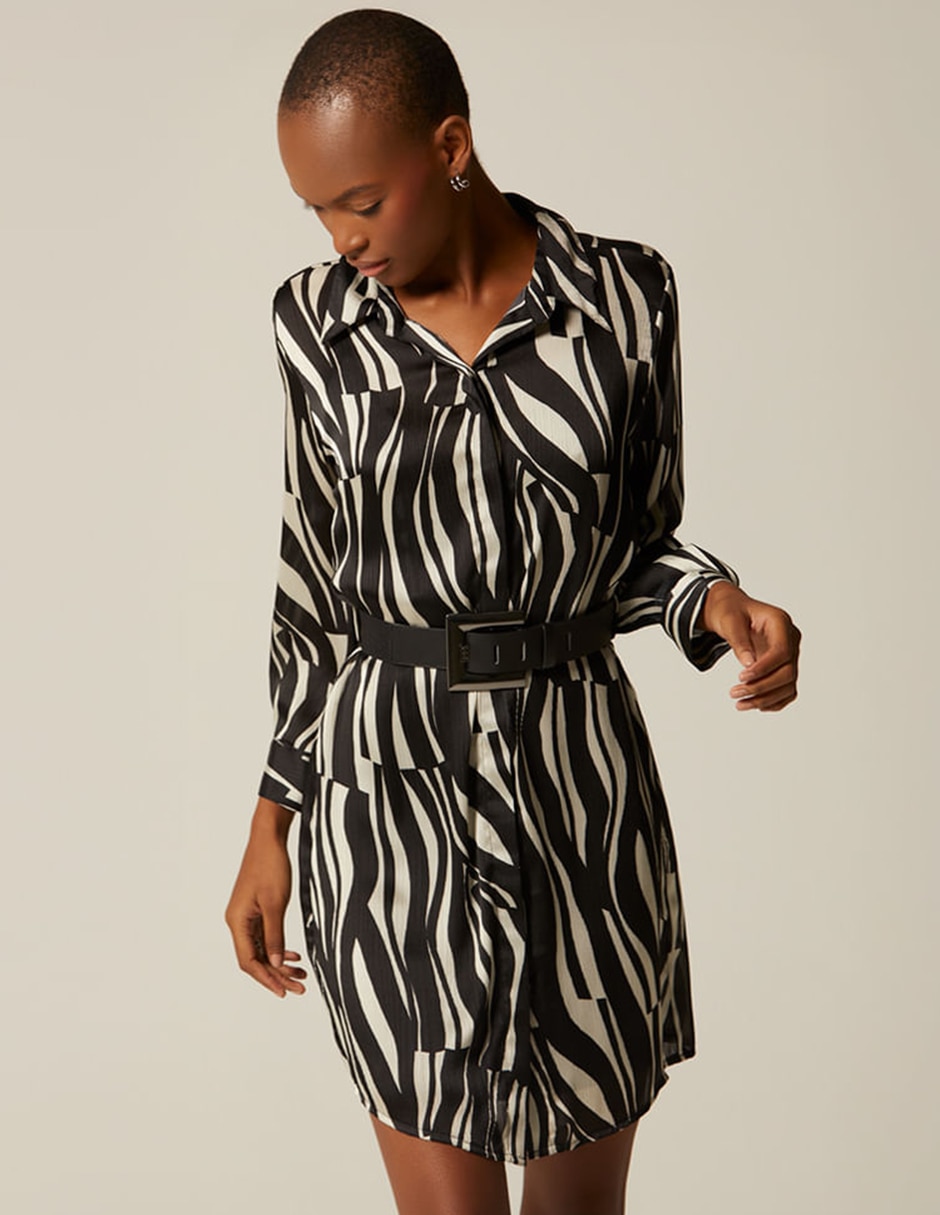 Vestido corto casual Studio F Animal In Black para mujer