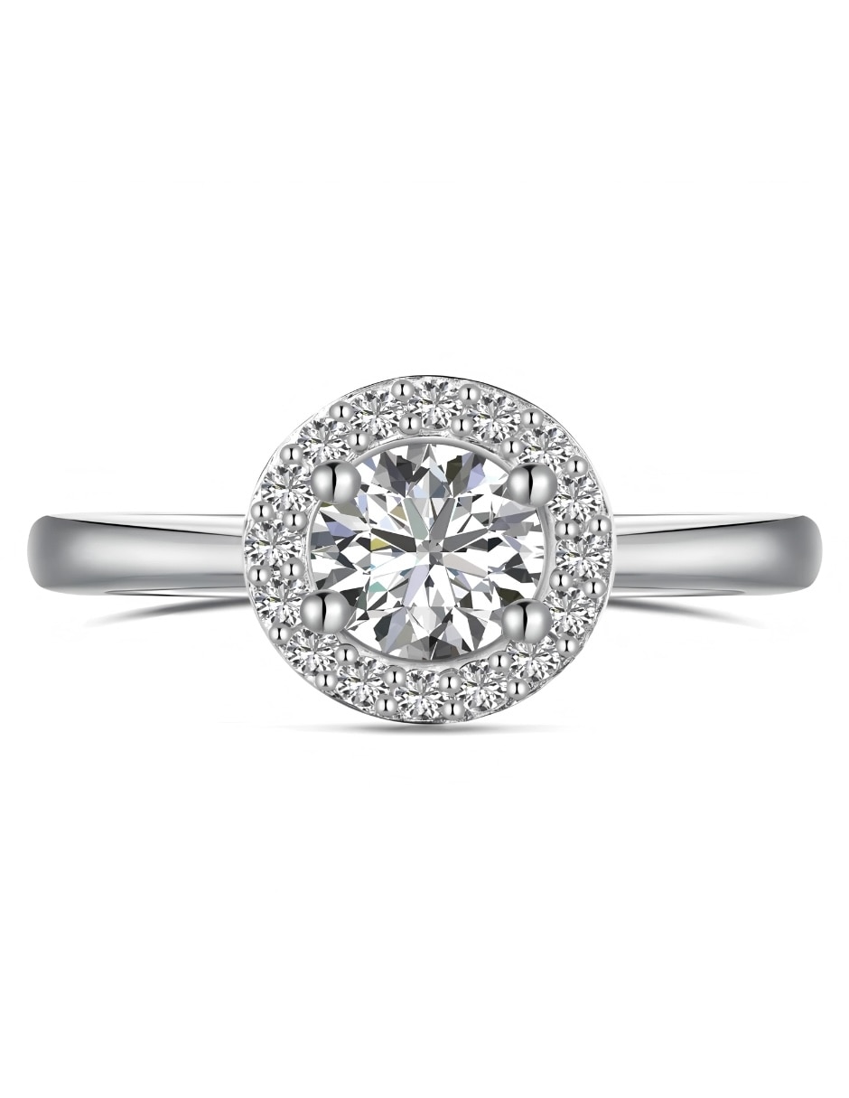 Anillo de compromiso de plata p 925 halo zirconia cúbica 2