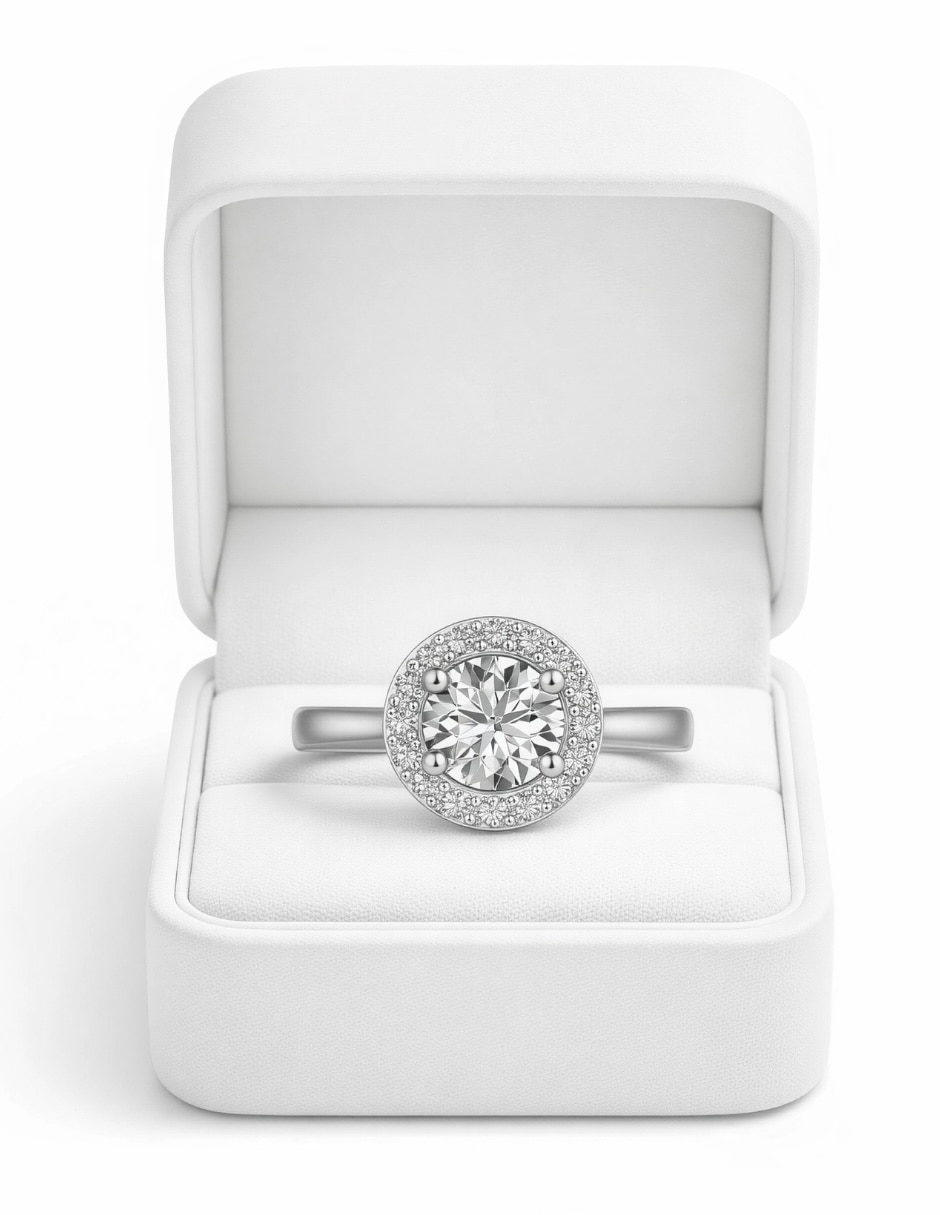 Anillo de compromiso de plata p 925 halo zirconia cúbica 3