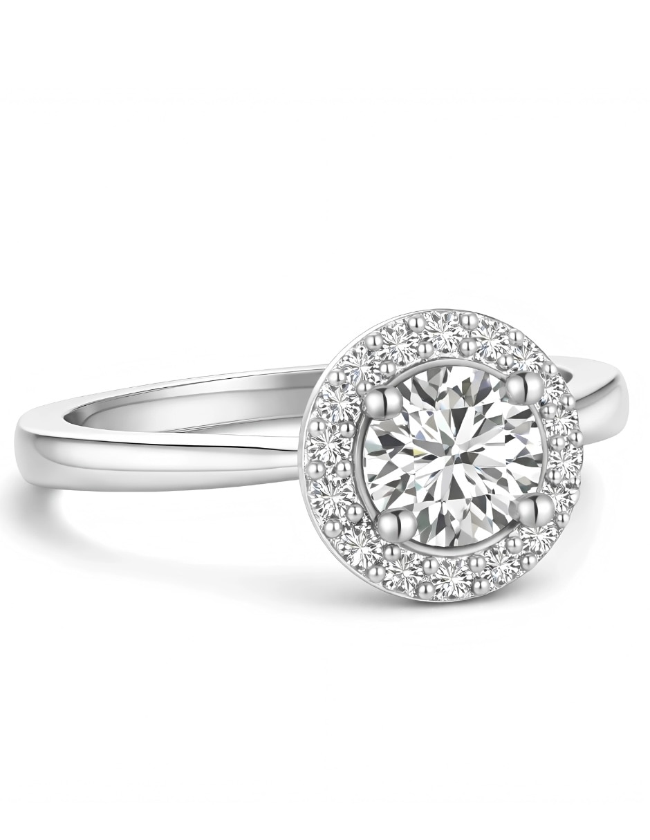 Anillo de compromiso de plata p 925 halo zirconia cúbica 5