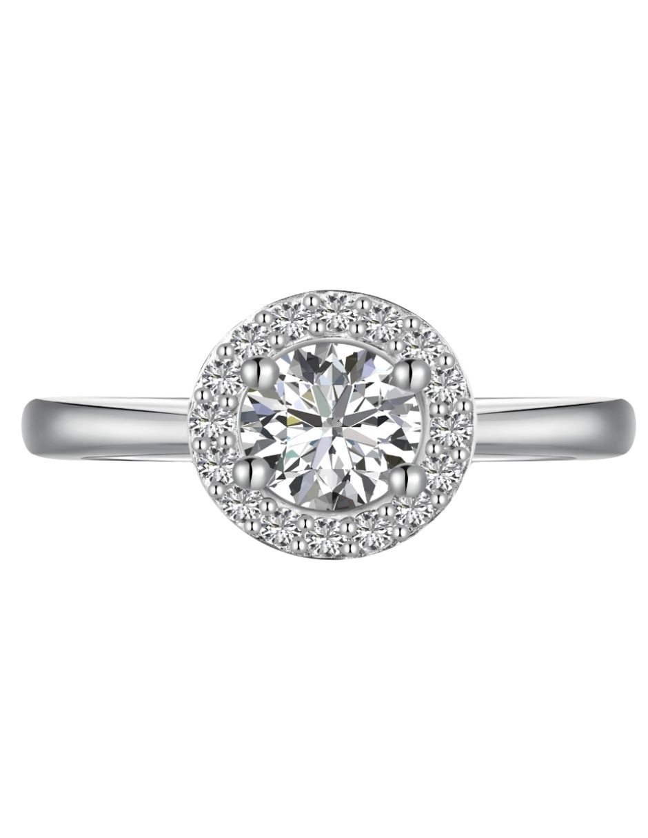 Anillo de compromiso de plata p 925 halo zirconia cúbica